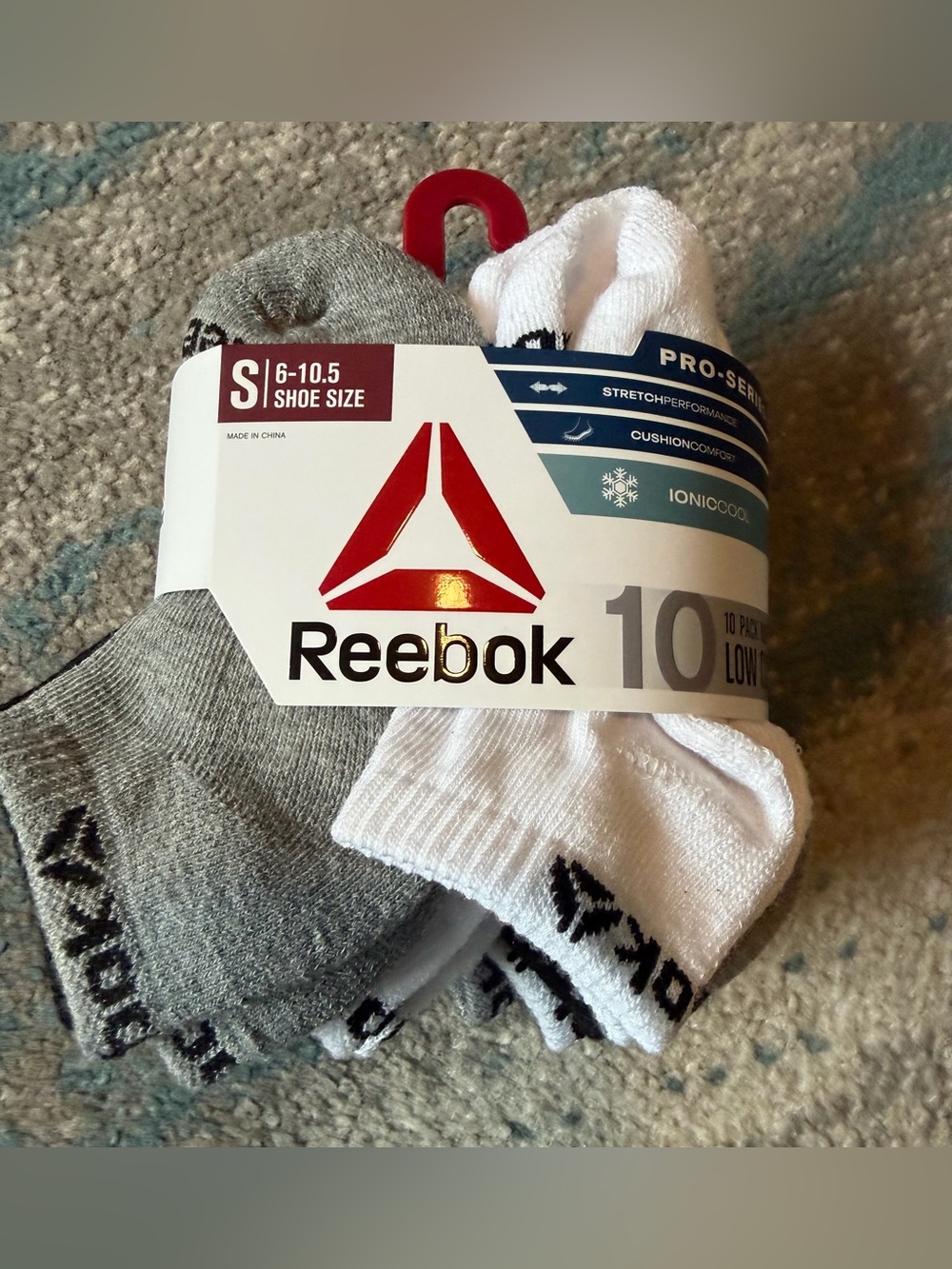 Reebok Low-Cut Athletic Socks 10-Pack - Gray & White